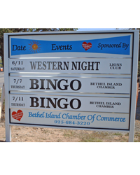 Bethel Island Chamber of Commerce Bingo Sign